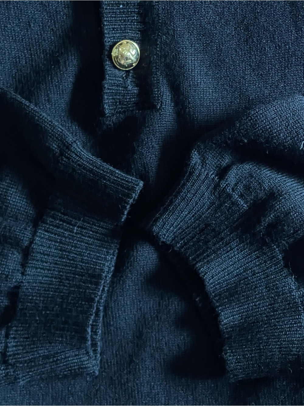 Vintage Salvatore Ferragamo Black Virgin Wool Top S Gold Gancini Buttons - Picture 10 of 10